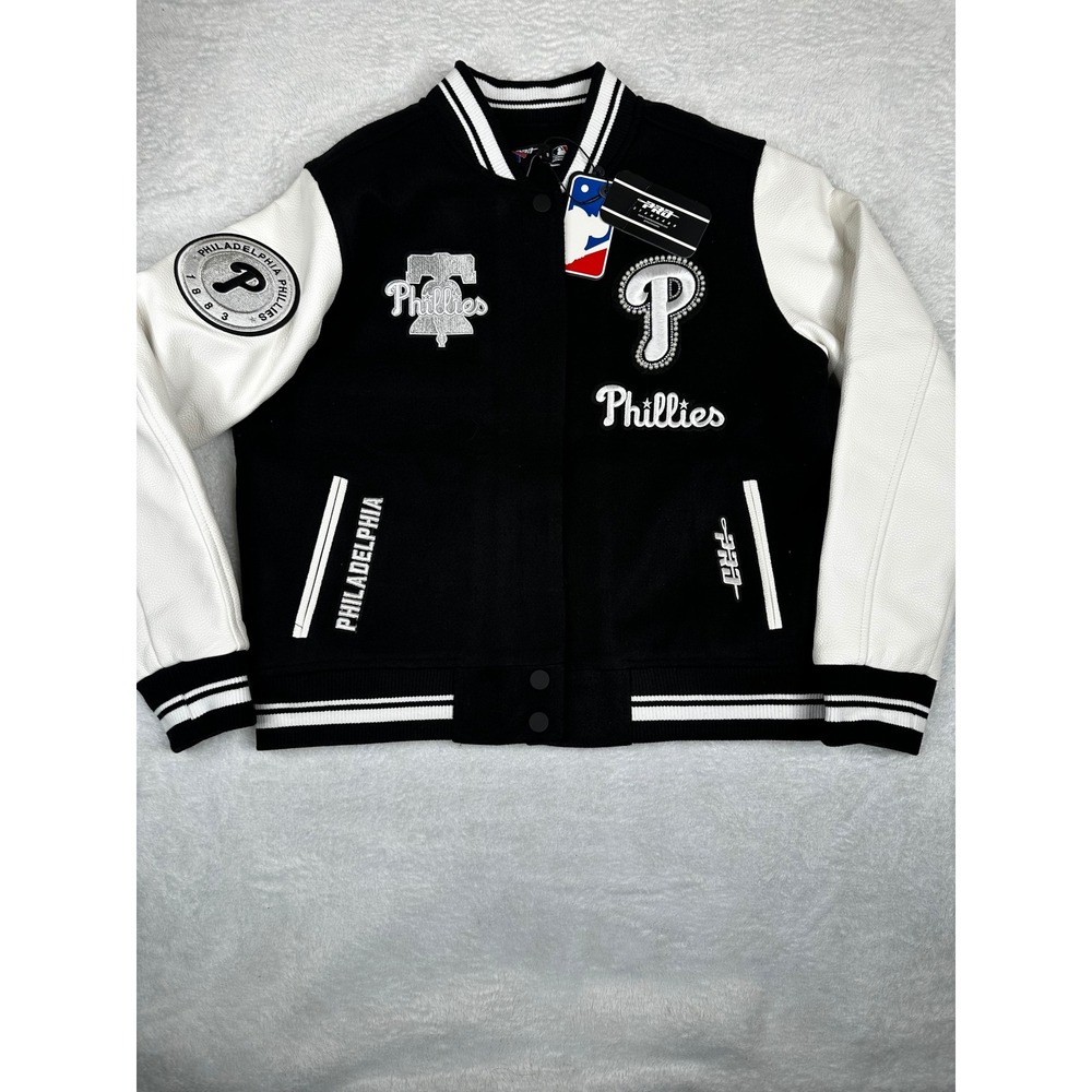 Pro Standard Philadelphia Phillies Varsity Jacket Black White Wool Pearl Patch